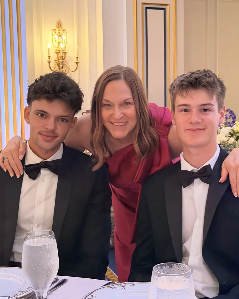 Jackson Benett, circled, at a formal dinner with family